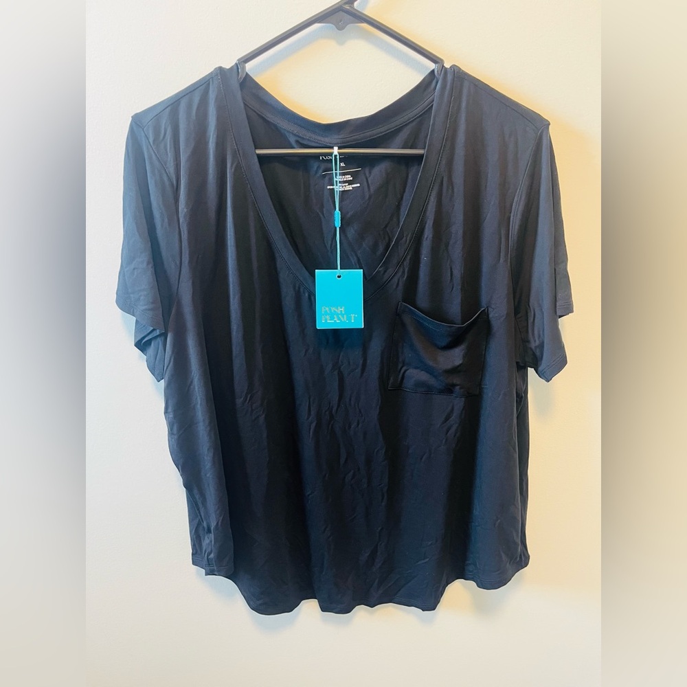 Posh Peanut Women's Black V-Neck Tee